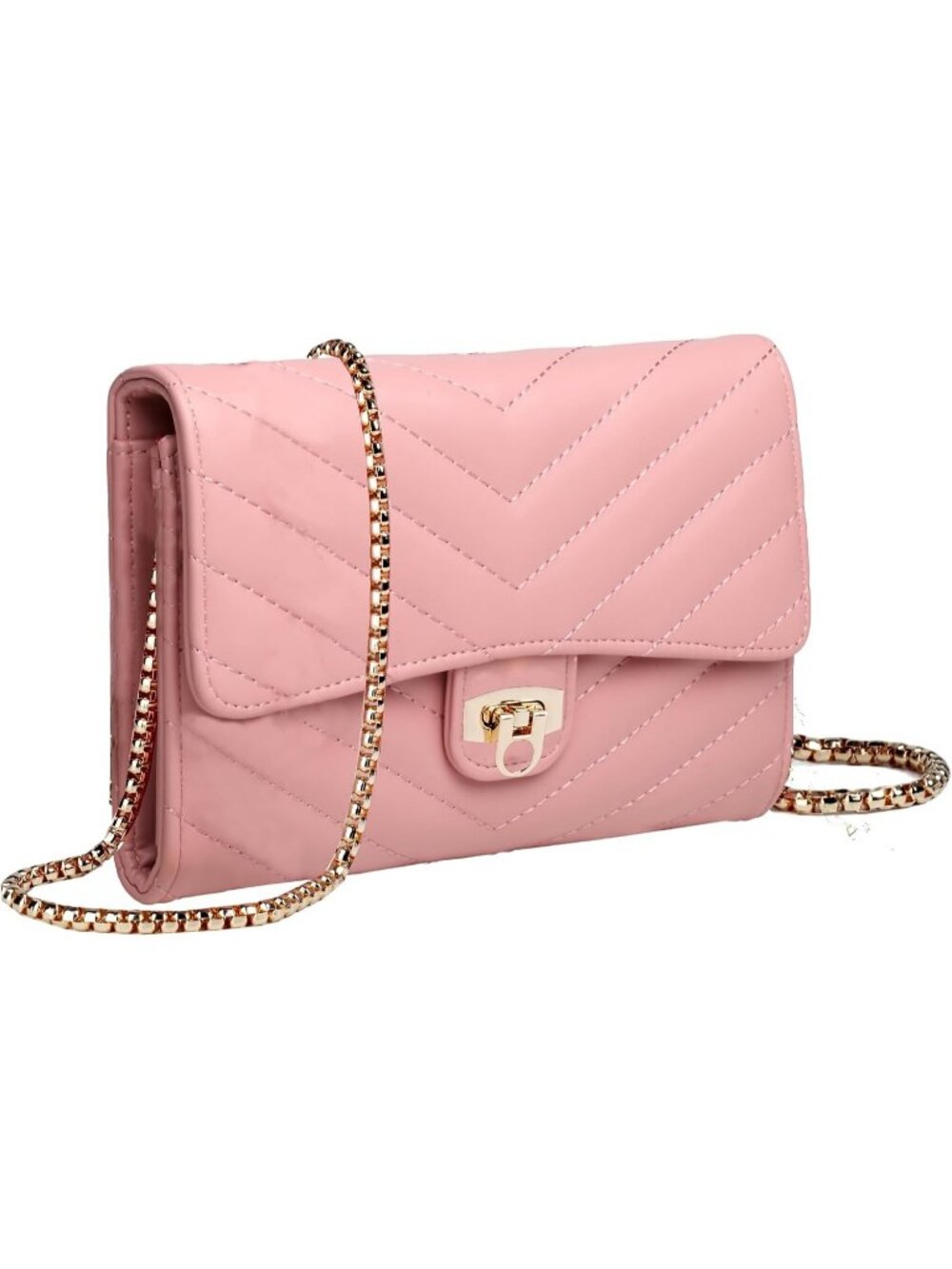 Women's Pink Quilted Vegan Leather Small Clutch Purse Phone Wallet Crossbody Bag